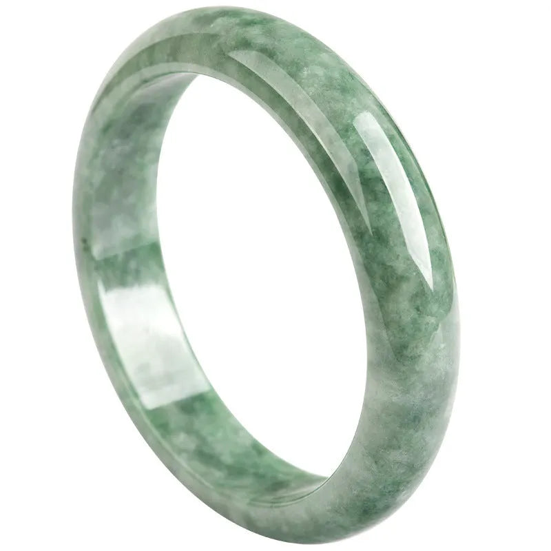 Natural dark pea green jade beaded bracelet for women, shown with gift box.