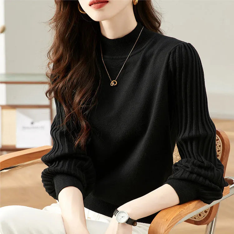 Slim fit half turtleneck shirt in core-spun yarn with spandex, available in four colours