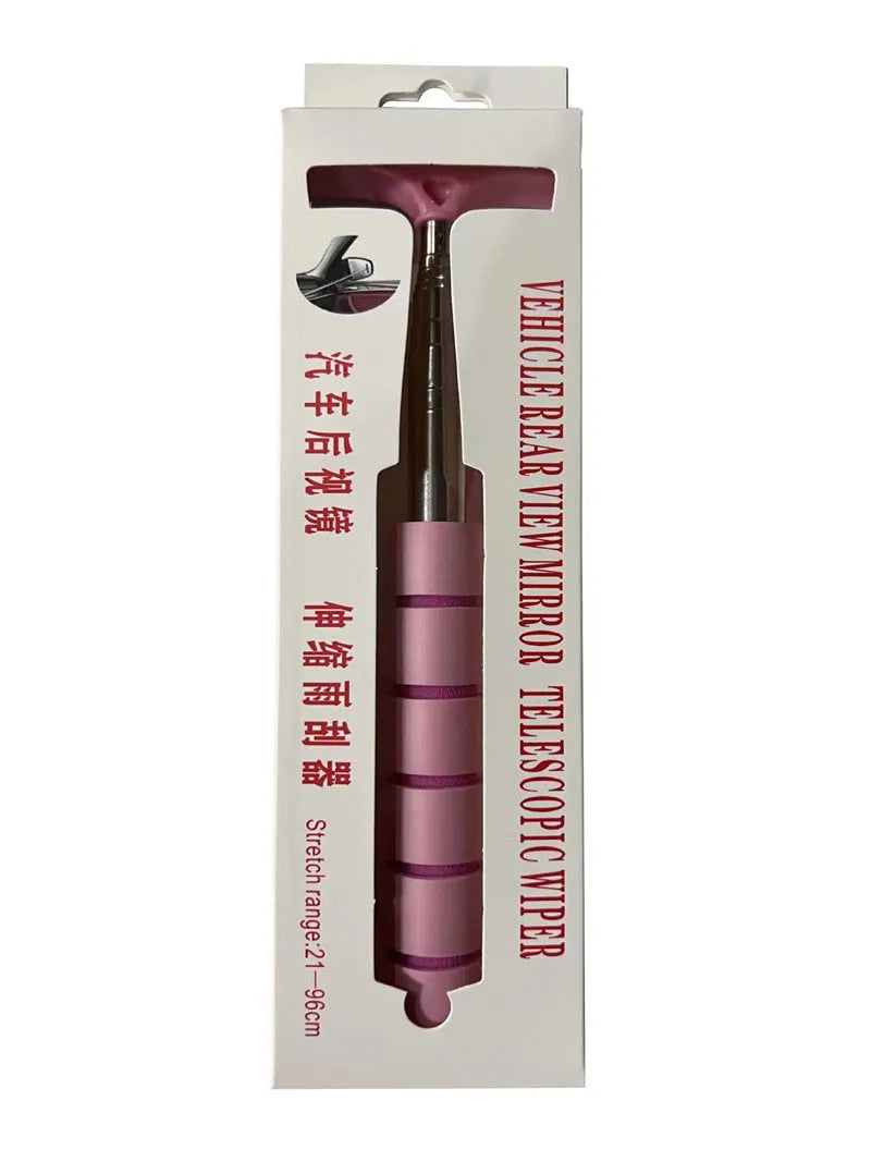 Stainless steel retractable wiper for car rearview mirror with extended arm