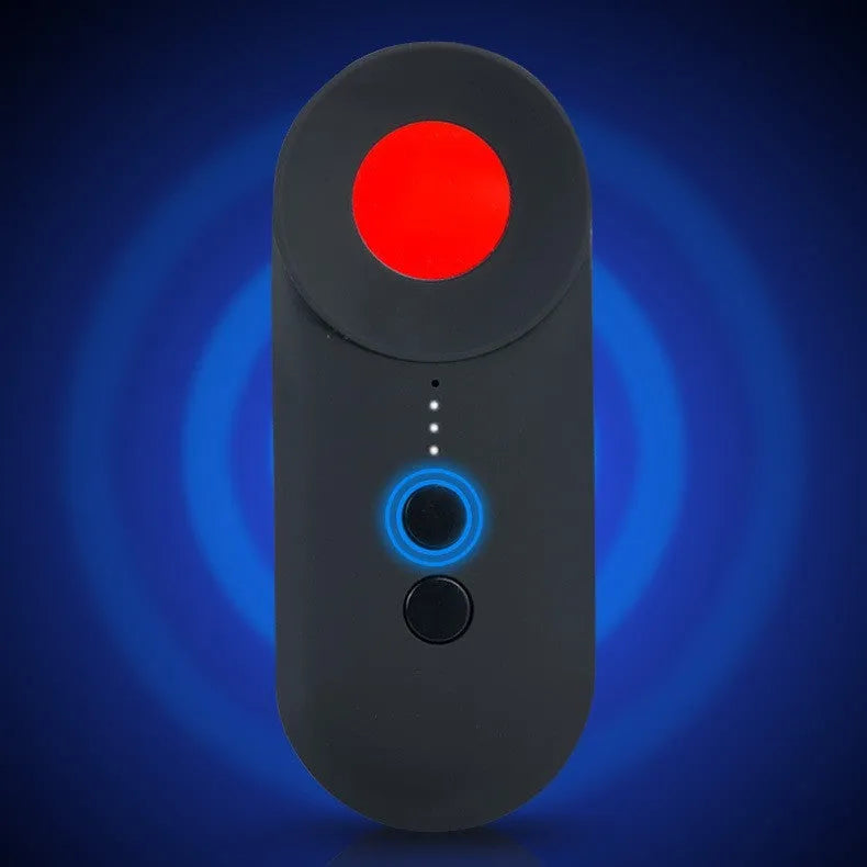 Black GPS signal detector measuring 93.8mm with WiFi and surveillance camera detection capabilities
