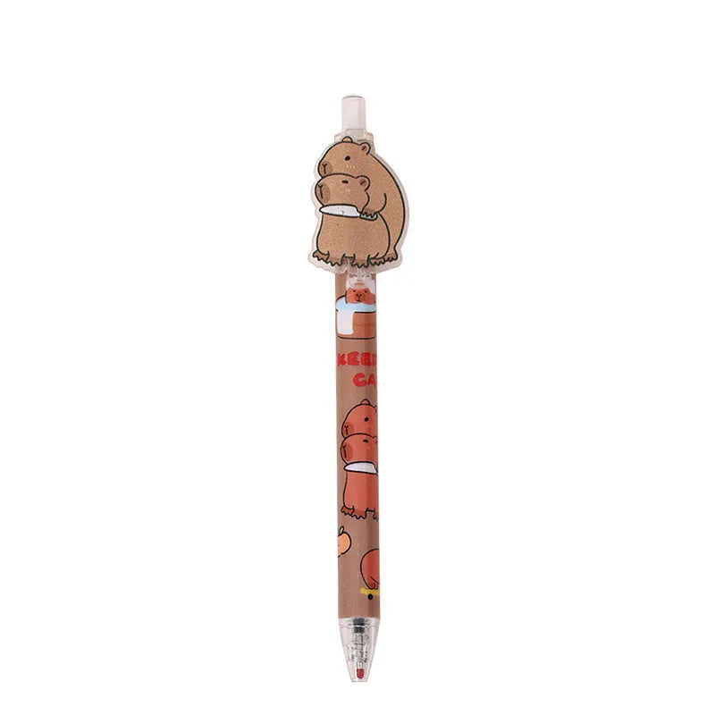 Box of 48 cartoon bear gel pens with colourful acrylic paster designs and carbon black ink