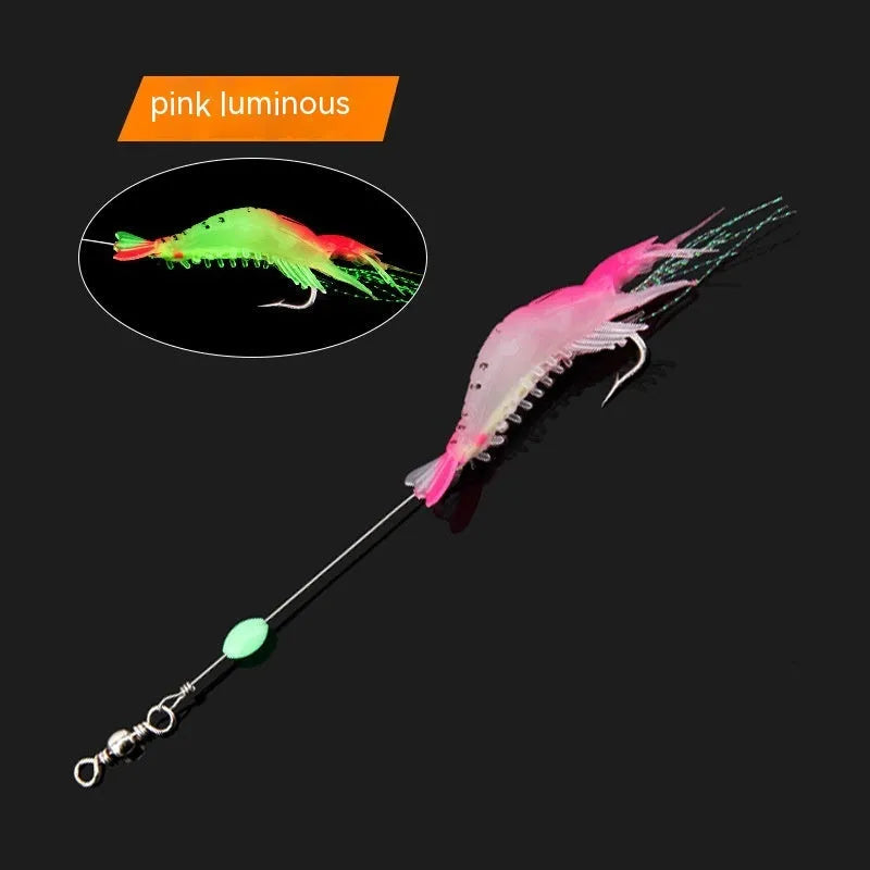 Luer soft plastic fishing lure with integrated hook in six colour variations including luminous and transparent options