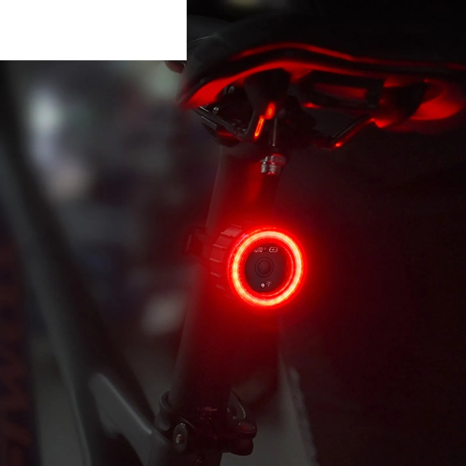 Black intelligent induction brake taillight with aluminum alloy body and seat tube bracket for cycling