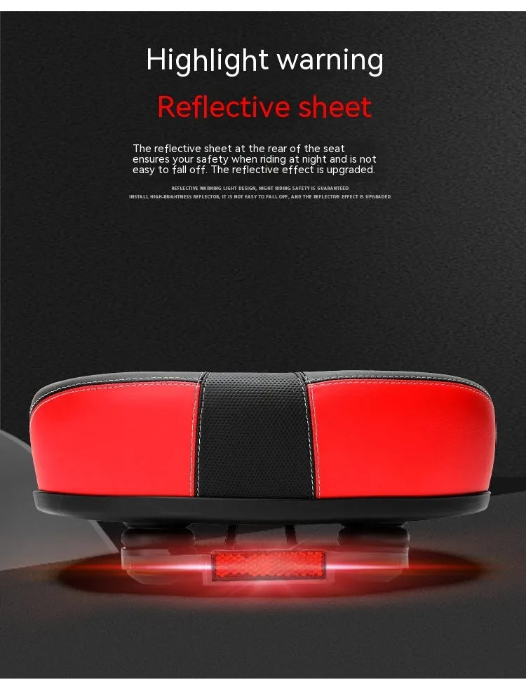 Large bicycle saddle with thickened rubber ball padding and PU leather cover in red, grey or light brown