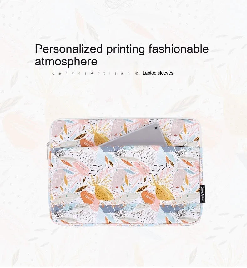 White waterproof 14 inch laptop inner bag in PU leather with shock-resistant construction