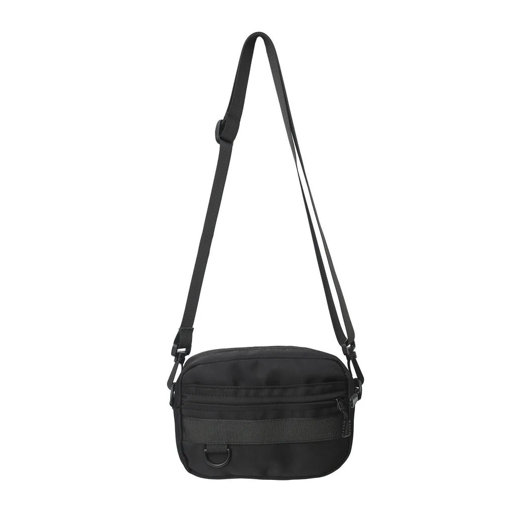 Men's nylon messenger bag in black, blue, green, or white with crossbody strap and street style design