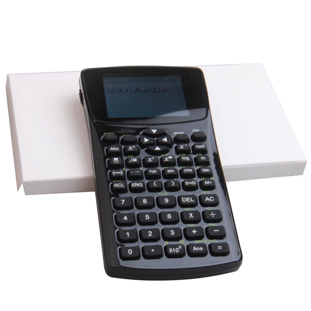 Black multifunctional e-book reader with a 2.8cm screen and an adjustable strap, showing a menu with multiple language options.