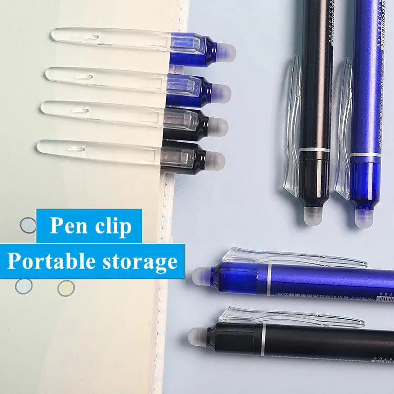 Hot Erasable Push Gel Pen with 0.5mm nib, shown in plastic shell with push-button top.