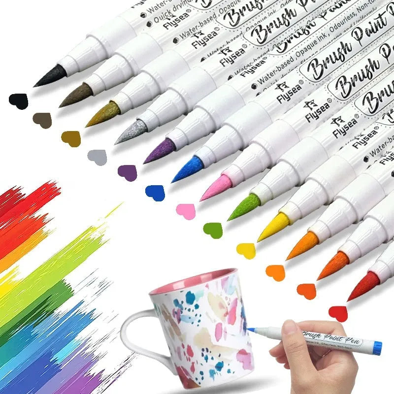 Set of soft head acrylic marker pens for hand lettering and graffiti artwork in multiple colour configurations
