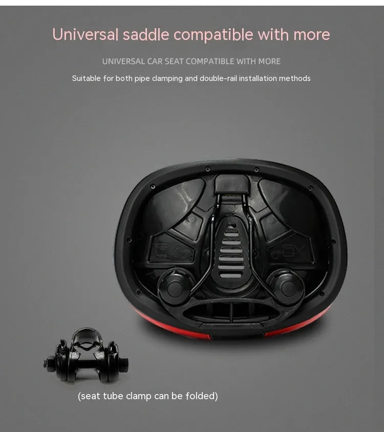 Large bicycle saddle with thickened rubber ball padding and PU leather cover in red, grey or light brown
