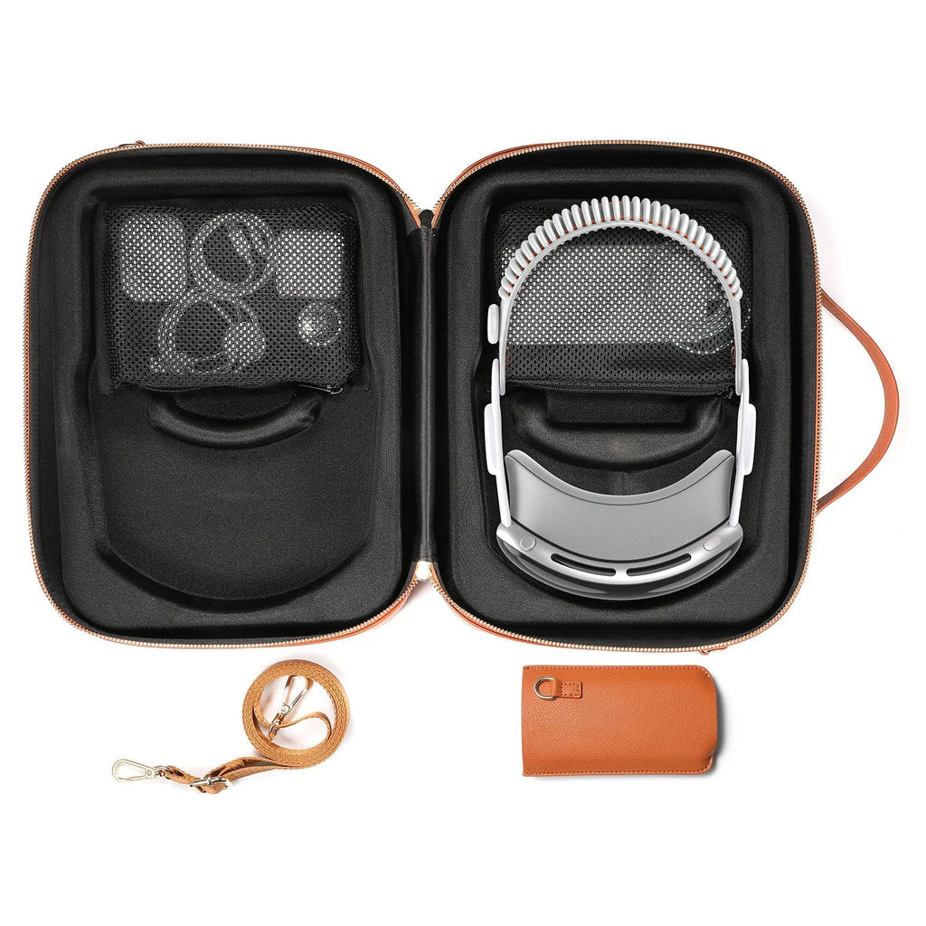 Black MR glasses storage box for Apple Vision Pro head-mounted equipment showing dimensions