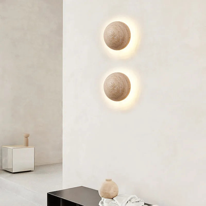 Semicircle yellow cave stone wall lamp with iron frame and pull switch