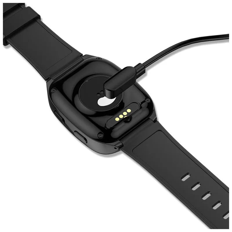Black GPS tracker smartwatch with 1.54-inch touch screen showing SOS function interface