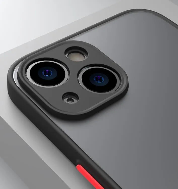 Frosted hard protective iPhone case in sea blue colour showing full lens cover and precise port cut-outs.