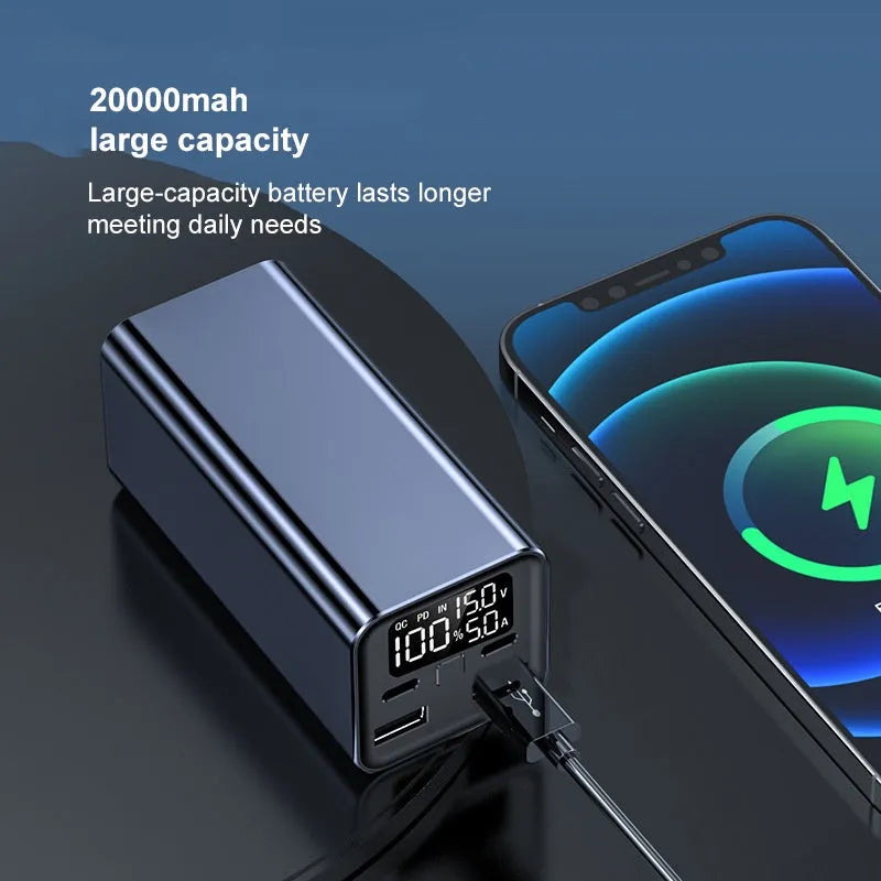 65W laptop power bank with 20000mAh capacity in metal casing, black colour option