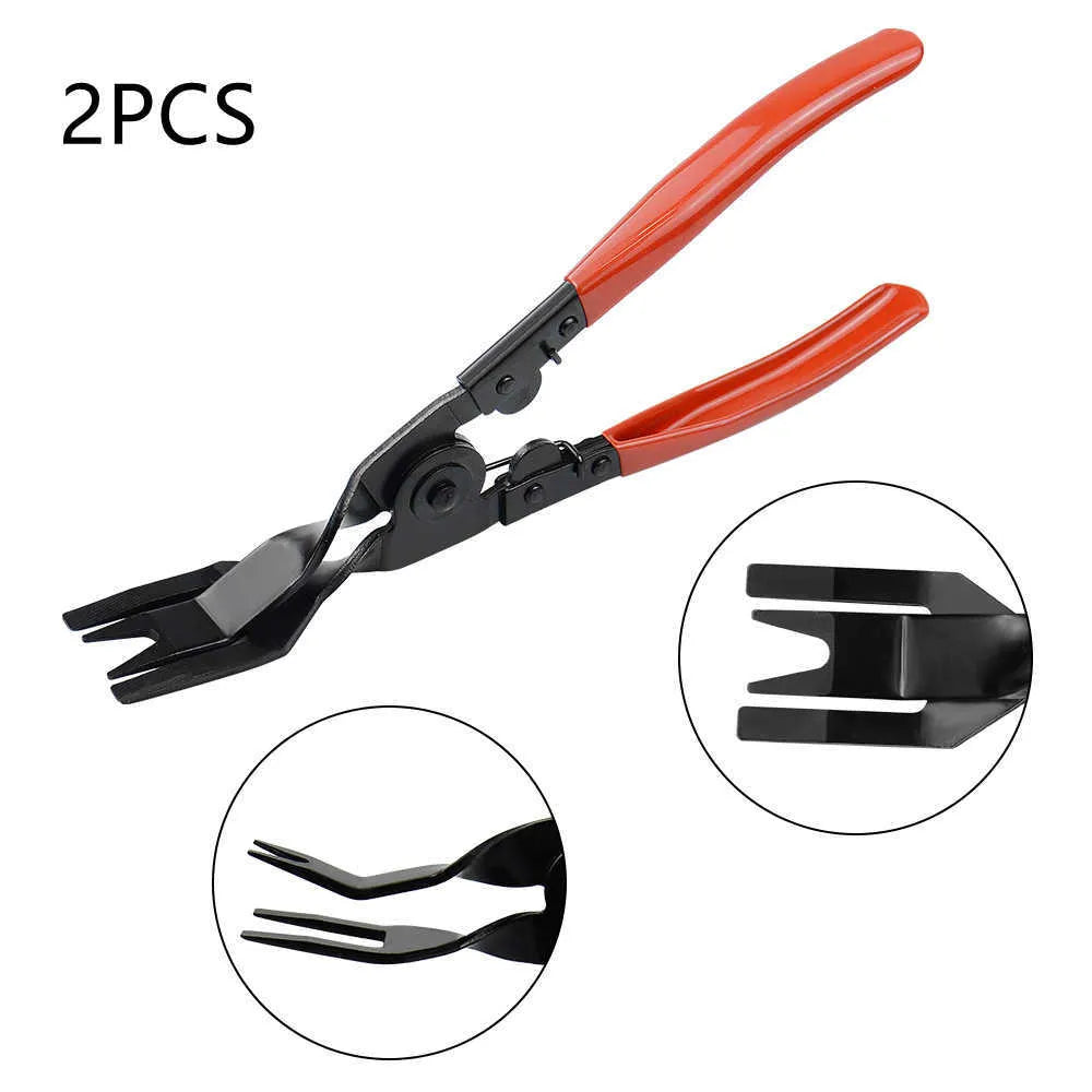 Red handle automotive clip driver and door panel nailing tool for General Motors vehicles
