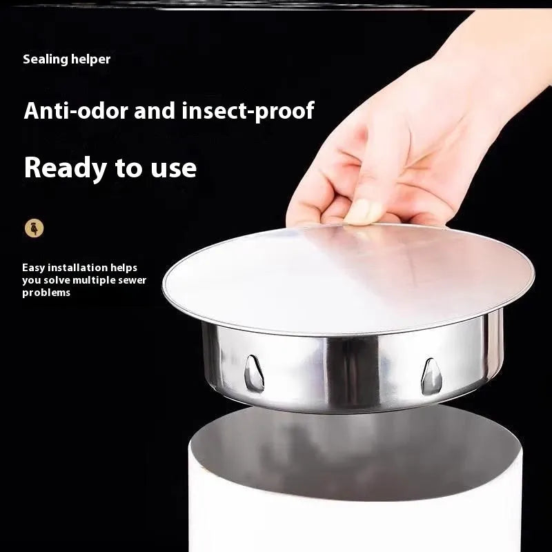 Stainless steel deodorant floor drain seal cover with modern design for odour control.
