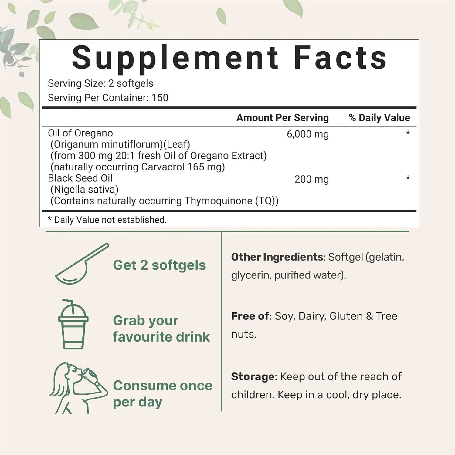 Butter black seed oil soft capsules in bottle packaging showing 180 or 300 tablet options