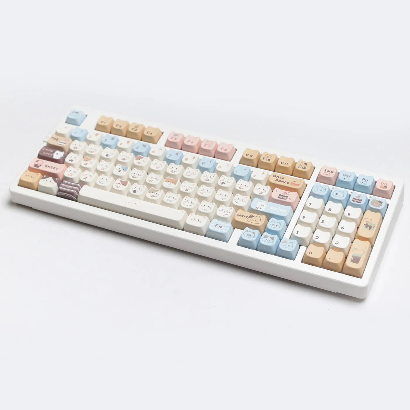 High sea salt cat design PBT key cap set with 7u space bar for March past mechanical keyboards