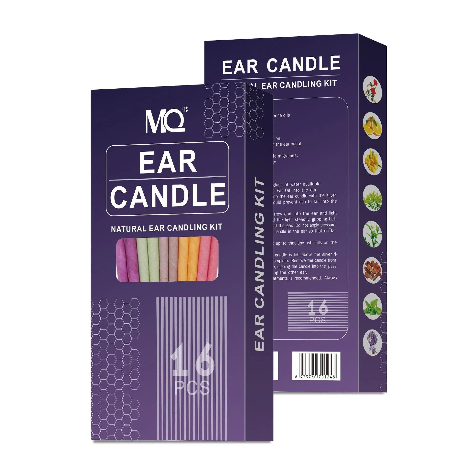 MQ Horn 16-piece ear candle therapy kit with protective boards and cotton swabs