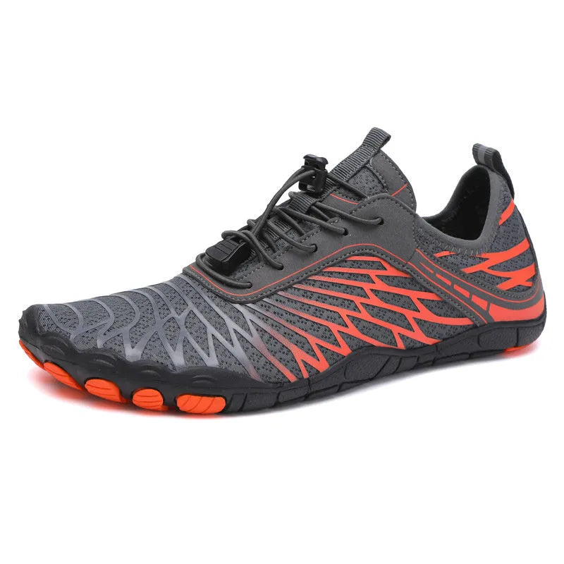 Outdoor fashion sports upstream shoes with non-slip rubber sole and breathable gauze lining in white black pink and blue
