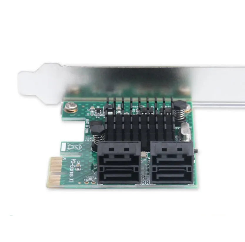 PCIe to SATA 3.0 extension card, four SATA ports, PCIe x1, green, 120mm x 65mm x 56mm
