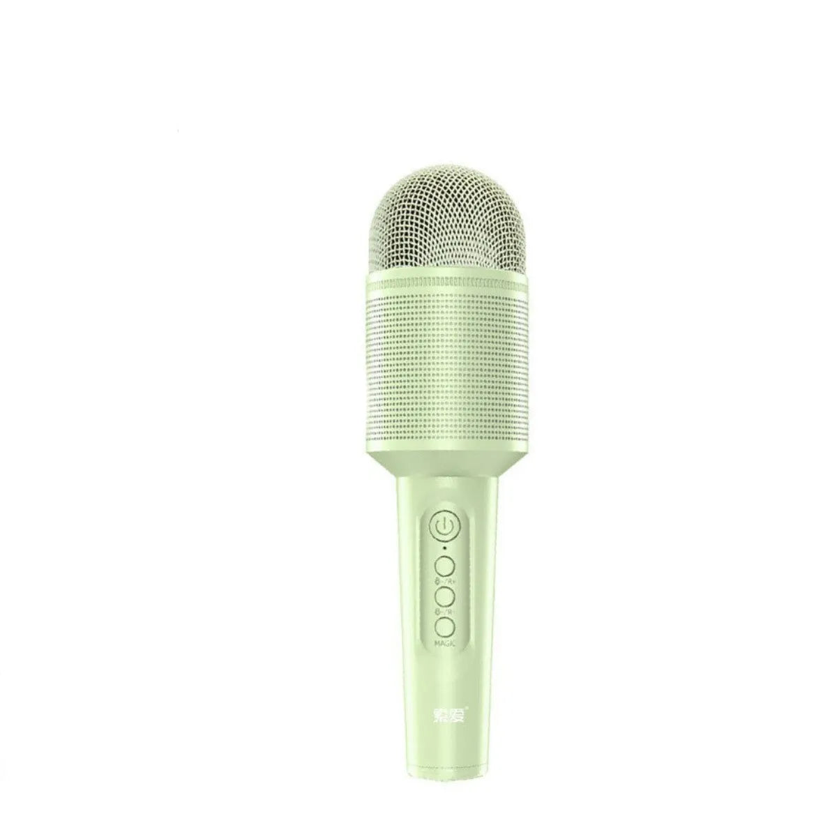 Wireless Bluetooth karaoke microphone in pink, blue, or green colour options.