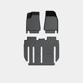 Tesla Model X black TPE rubber floor mats and tailgate boot liner set fitted in car.