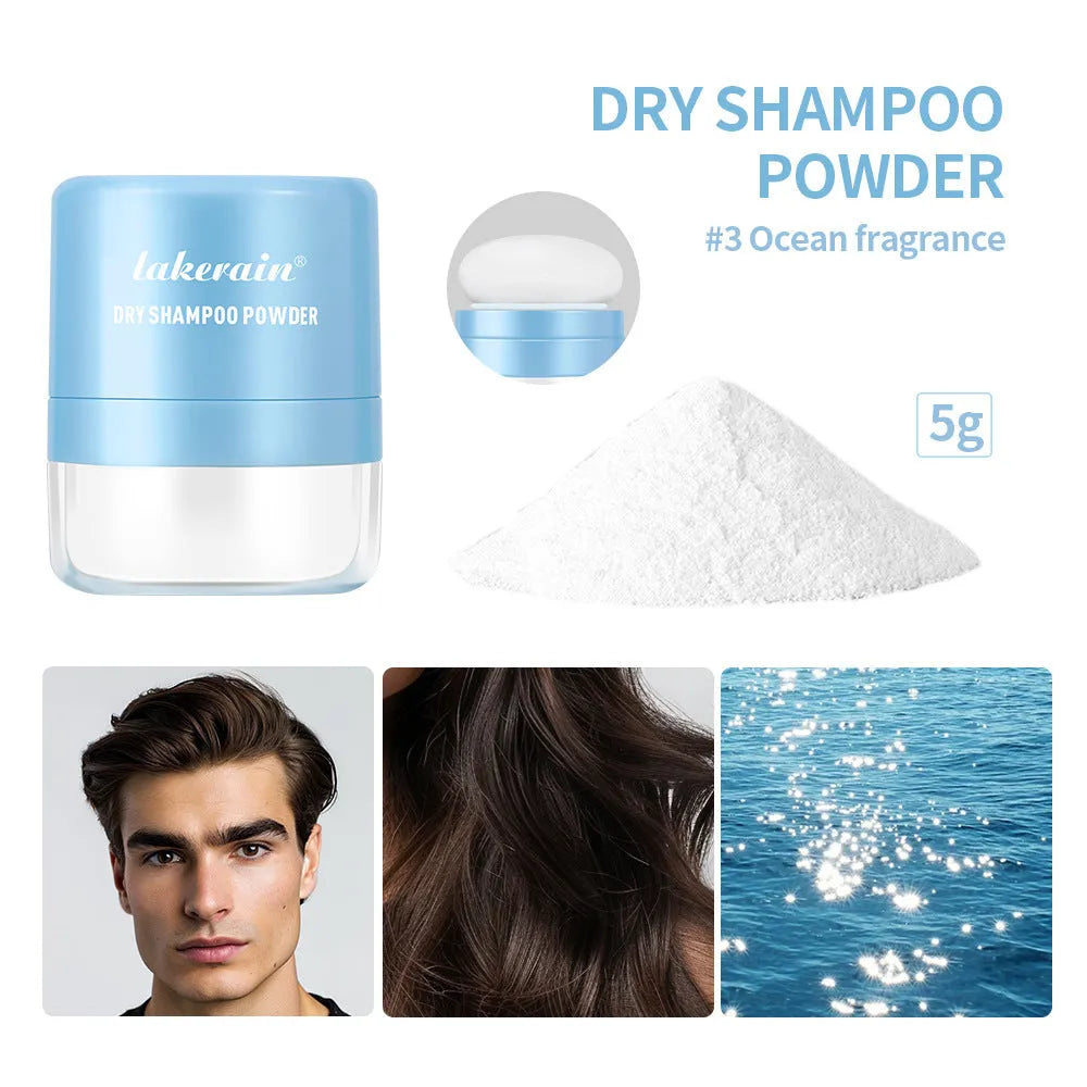 5g dry hair cleaning powder pack with sponge applicator and small mirror for refreshing bangs.