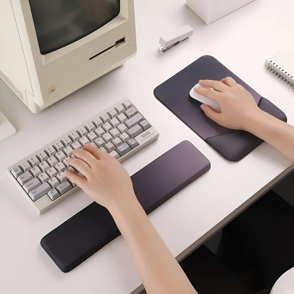 Square mouse pad with integrated wrist rest in various colour options