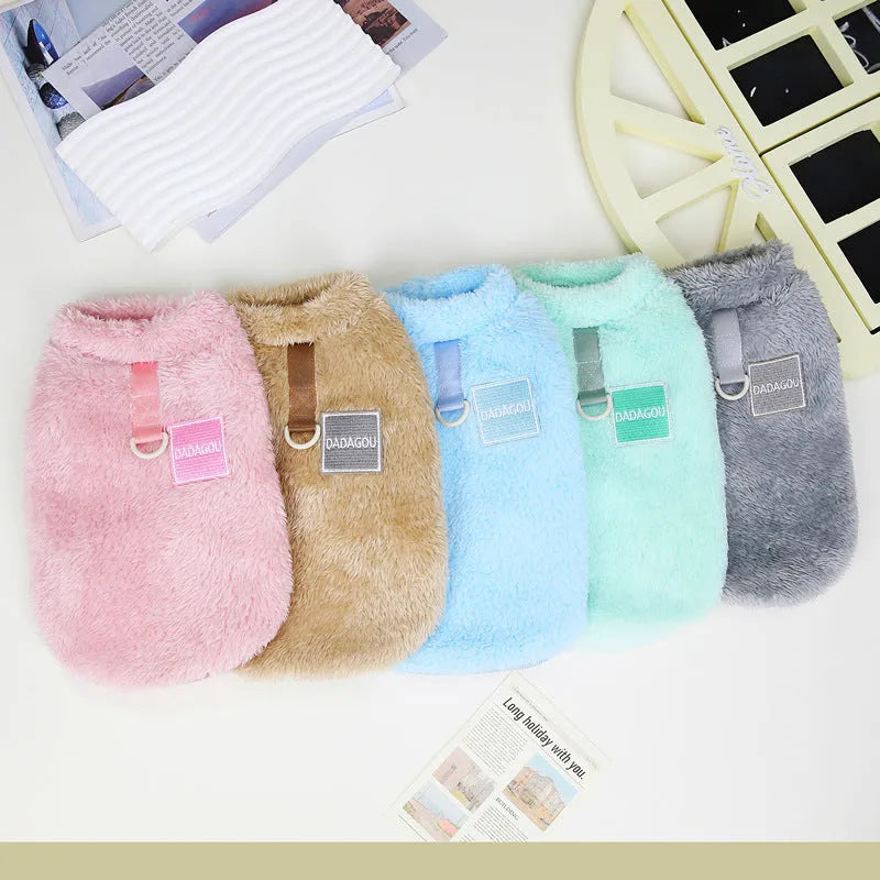 Coral fleece pet legs jacket available in multiple colours and sizes for dogs and cats