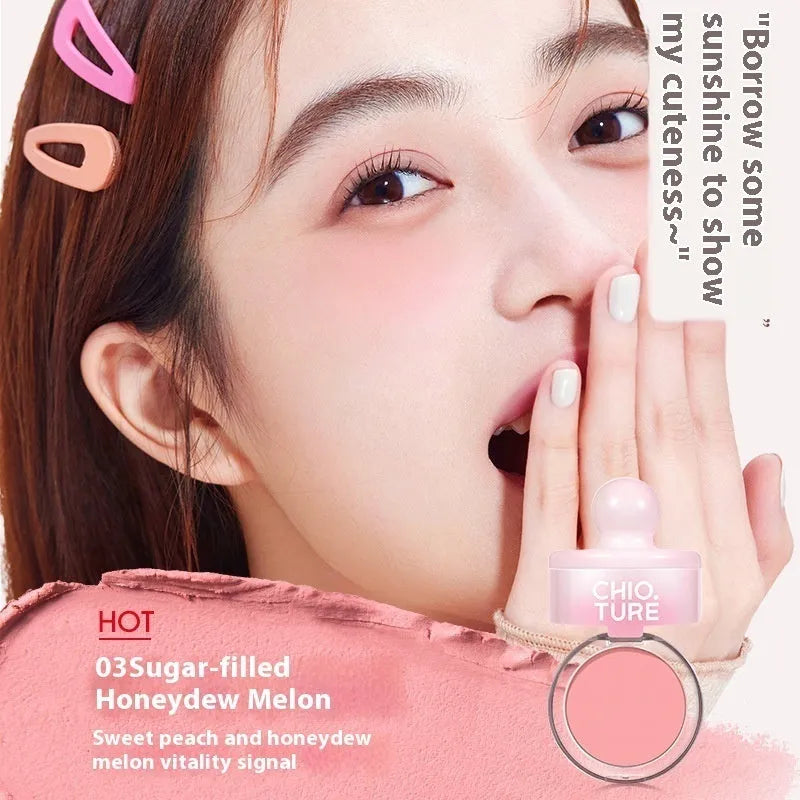 Can powder blusher mud blush powder in nude colour scheme with shimmer effect