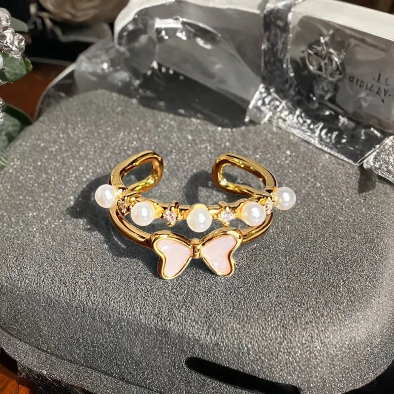 Adjustable copper gourd ring with vintage oil dripping finish and New Chinese style decoration