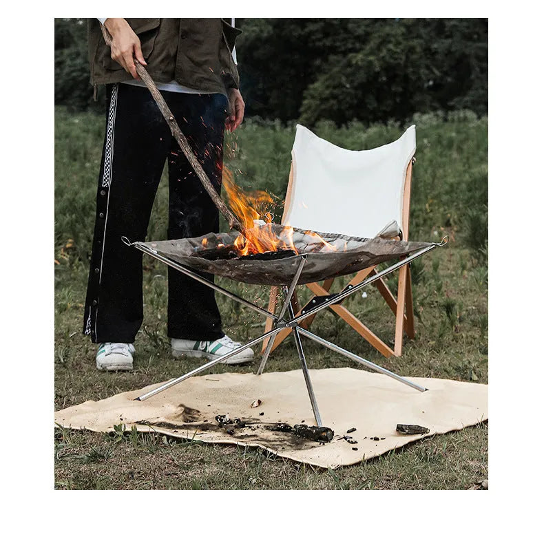 Silver stainless steel barbecue grill set with cooking net in medium and large size options
