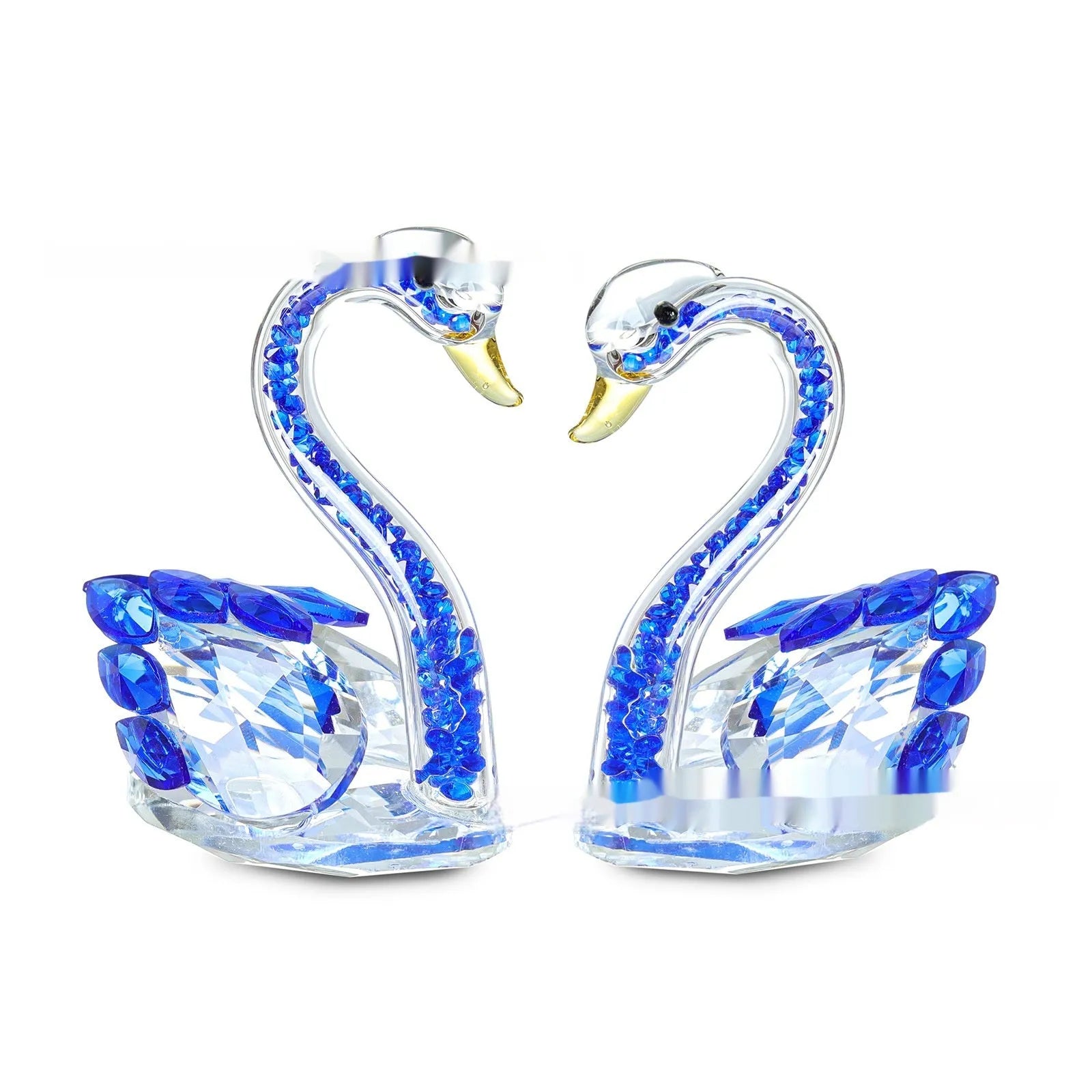 Crystal swan desktop decoration in red, blue, pink, or purple with solid head or drill-ready styles