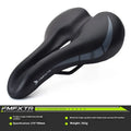 Bike saddle cushion with PU leather cover showing hollow cushion design and mounting straps