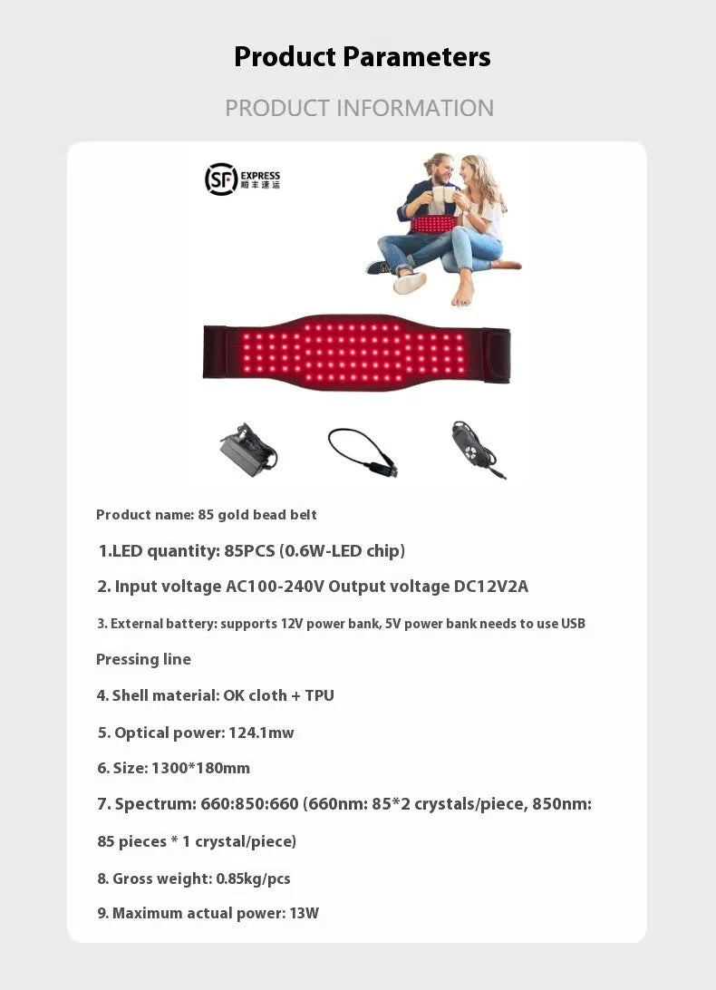 Black adjustable infrared therapy belt for waist pain relief with heat pad technology