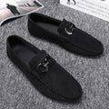 Men's black and grey breathable suede casual shoes with rubber sole