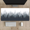 Chinese ink painting landscape design on a large black desk mat with a non-slip rubber base.