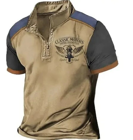 Men's loose fit golf polo shirt with 3D digital printing on polyester bird eye cloth fabric