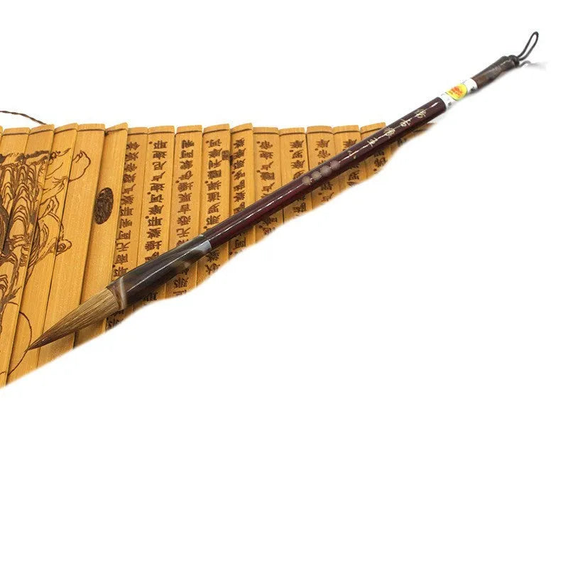 Longfeng steel rod calligraphy brush set with Wolf Hao nibs in large, medium, and small sizes.