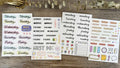 English letters and numbers label stickers in cute printed style for journal and planner decoration