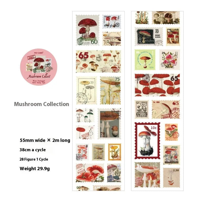 Retro DIY journal decoration coated paper stamp sticker roll with 55mm width