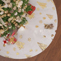 Plush festive mat with snowflake design under a Christmas tree