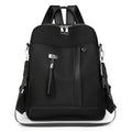 Simple black PU commute backpack with three-dimensional pocket and large capacity