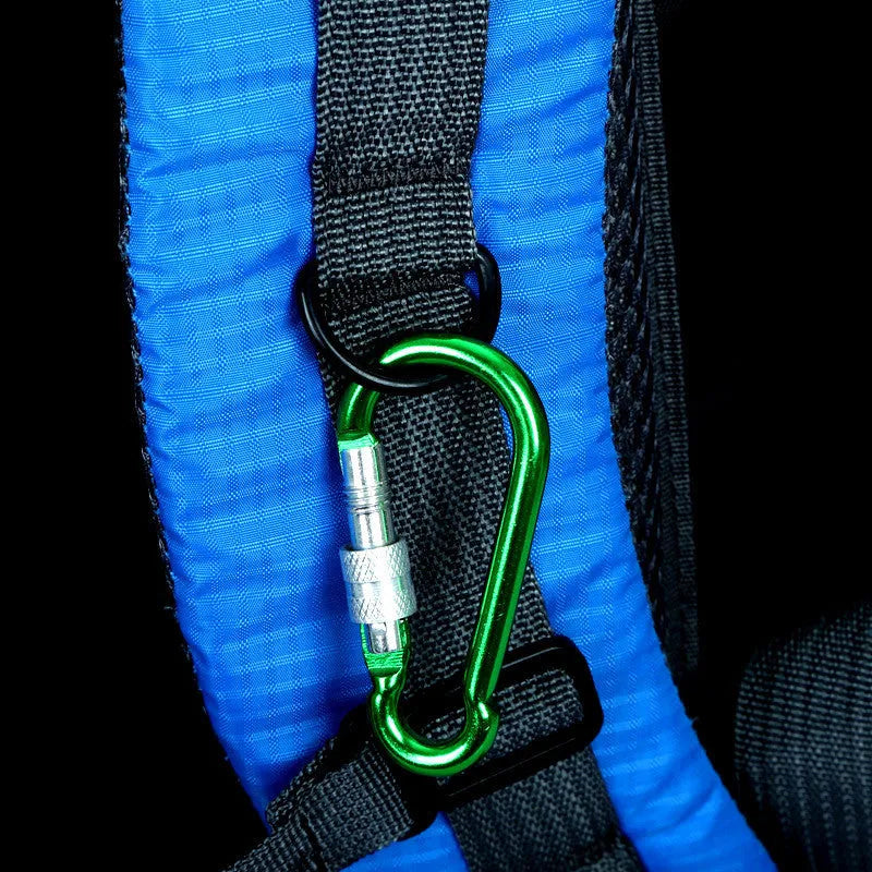 Large Oxford cloth travel backpack showing computer compartment, measuring 31cm wide by 51cm high by 19cm deep