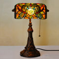 10-inch Tiffany table lamp with coloured stained glass shade on resin base for study room decoration