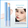 Concealer cream pen with sponge brush head applicator shown in three colour shades.