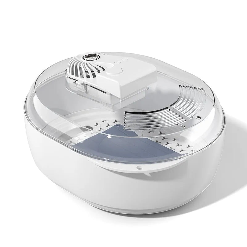 Modern aluminium quick defrosting plate for food with included USB cable on a kitchen counter