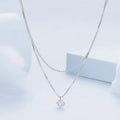S925 sterling silver double-layer necklace with pearl chain in silver colour.